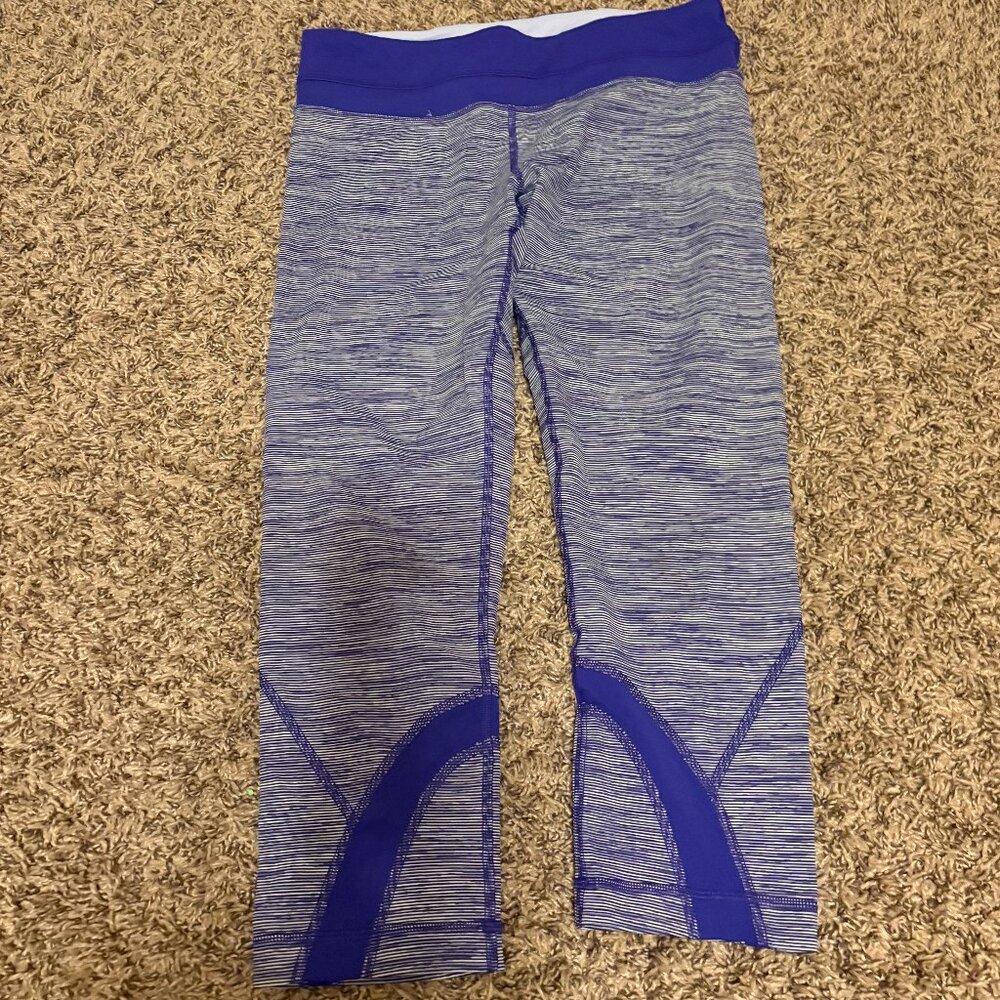 Lululemon Run Inspire Crop II Leggings Size 8 Marled Purple Pockets Pull On